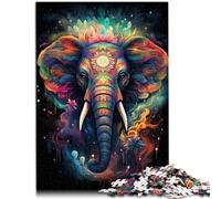 Puzzle per adulti 1000 pezzi Puzzle arte colorata elefante sfida educativa Migliorare l'amore tra le coppie 19,7 "x 29,5" Adatto per adolescenti da 14 anni e oltre