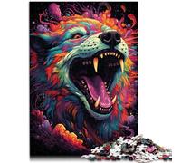 Puzzle per adulti, 1000 pezzi, puzzle artistico lupo colorato, puzzle difficile, 50 x 75 cm, antistress vacanza a casa, passatempo per bambini dai 14 anni in su