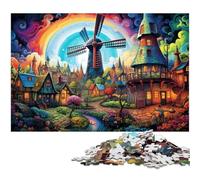 Puzzle per adulti 1000 pezzi Puzzle colorati arcobaleno Mulino a vento Città Puzzle di carta Giocattolo educativo antistress 1000 pezzi (38x26 cm)