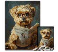 Puzzle per adulti, 1000 pezzi, puzzle con cane che legge il giornale, puzzle di cartone, antistress, per trascorrere il tempo in casa, un'opera d'arte per bambini dai 14 anni in su, 26x38cm