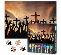 Puzzle per adulti, 1000 pezzi, puzzle cristiani sofisticati per adulti, croce e preghiera, 70 x 50 cm, puzzle per donne, decorazione della casa, compleanno (serie Jesus)