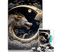 Puzzle per adulti 1000 pezzi puzzle del drago coraggioso per adolescenti antistress per ammazzare il tempo durante le vacanze per migliorare l'amore tra coppie 26x38cm