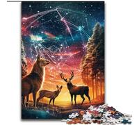 Puzzle per adulti 1000 pezzi Puzzle di cervi del bosco di storni in legno, per adolescenti e ragazzi, compleanni e feste 1000 pezzi(50x75cm)