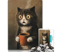 Puzzle per adulti 1000 pezzi,puzzle difficile con gatto che beve caffè,puzzle per adolescenti,antistress,per ammazzare il tempo,vacanza in patria,lista dei desideri con Babbo Natale (75x50cm)