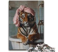 Puzzle per adulti 1000 pezzi, puzzle difficili, tigre nel bagno, antistress, sfida difficile, adatti per la decorazione della scrivania, 38x26cm