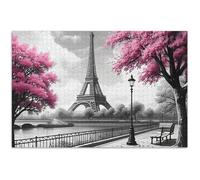 Puzzle per adulti 1000 pezzi puzzle giocattolo opera d'arte personalizzato divertente arte puzzle Torre Eiffel pittura Parigi grigio bianco elefanti regali, 75 x 50 cm