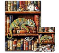 Puzzle per adulti, 1000 pezzi, puzzle in cartone raffigurante un camaleonte su una libreria Un regalo perfetto per la casa, per il divertimento in famiglia, dai 14 anni in su Dimensioni: 26x38cm