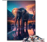 Puzzle per adulti, 1000 pezzi, puzzle in cartone raffigurante un elefante al tramonto, dimensioni 26x38cm, rompicapo e decorazione per la casa, regalo perfetto per le feste.