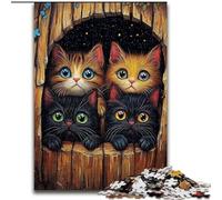 Puzzle per adulti, 1000 pezzi, puzzle in cartone raffigurante un gatto nel buco di un albero, 26x38cm, perfetti per decorazioni per la casa, compleanni, feste e regali