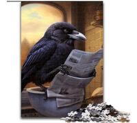 Puzzle per adulti, 1000 pezzi, puzzle in legno con corvo che legge il giornale, dimensioni 50x75cm, per amanti dei viaggi e coppie, giocattolo stimolante.