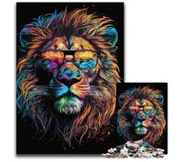 Puzzle per adulti, 1000 pezzi, puzzle in legno con leone e occhiali, ideali per gli innamorati, Capodanno e San Valentino, 50x75CM/19,68x29,52 pollici.
