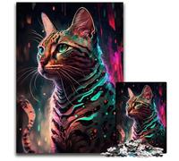 Puzzle per adulti, 1000 pezzi, puzzle in legno raffigurante un gatto del Bengala dipinto, ideale per gli innamorati, perfetto regalo di Natale, Capodanno e San Valentino, 50x75CM/19,68x29,52 pollici.