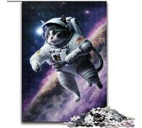 Puzzle per adulti, 1000 pezzi, puzzle in legno raffigurante un gatto nello spazio, per adulti, dimensioni 50x75cm, rompicapo e decorazioni per la casa, regalo perfetto per le feste.