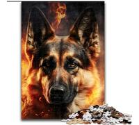 Puzzle per adulti, 1000 pezzi, puzzle in legno raffigurante un pastore tedesco in fiamme, dimensioni 50x75cm, sfida per la mente, regalo perfetto per adolescenti e decorazioni per la casa.