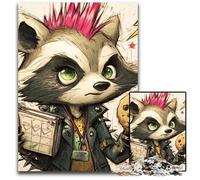 Puzzle per adulti, 1000 pezzi, puzzle in legno raffigurante un procione di strada, regalo per uomini e donne, per tutti i giorni e per occasioni speciali, 50x75cm
