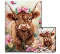 Puzzle per adulti, 1000 pezzi, puzzle in legno raffigurante una mucca delle Highlands, giocattoli educativi per l'apprendimento, ideali come regali per tutta la famiglia dai 14 anni in su, 50x75cm