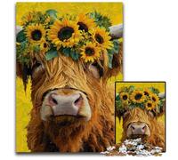 Puzzle per adulti, 1000 pezzi, puzzle in legno raffigurante una mucca delle Highlands, giocattoli educativi per l'apprendimento, ideali come regali per tutta la famiglia dai 14 anni in su, 50x75cm