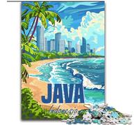 Puzzle per adulti 1000 pezzi Puzzle Isola di Giava Indonesia, Gioco per famiglie Antistress Sfida difficile Rafforza l'amore tra coppie 26x38cm