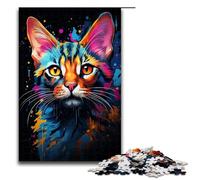 Puzzle per adulti 1000 pezzi Puzzle misterioso del gatto della savana. Ogni pezzo è unico. Gioco stimolante e divertente per tutta la famiglia. 1000 pezzi (75x50 cm).