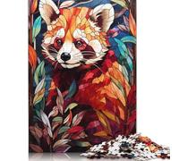 Puzzle per adulti 1000 pezzi Puzzle Panda rosso Vetro colorato Puzzle Giocattolo educativo Giochi Decorazione per la famiglia 1000 pezzi (75x50 cm)