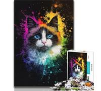 Puzzle per adulti, 1000 pezzi, puzzle per adolescenti con gatto Ragdoll colorato e difficile, antistress, per trascorrere il tempo libero a casa, con Babbo Natale (dimensioni 75x50cm)