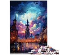 Puzzle per adulti 1000 pezzi Puzzle Piazza della Città Vecchia Puzzle per 50x75cm Adatto per la decorazione dell'ufficio per adolescenti Età 14 Anni e Più