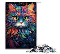 Puzzle per adulti 1000 pezzi Puzzle psichedelico colorato a forma di gatto Ogni pezzo è unico Gioco stimolante e divertente per tutta la famiglia 1000 pezzi (75x50 cm)