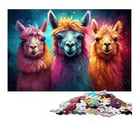Puzzle per adulti 1000 pezzi Puzzle psichedelico colorato di alpaca per adulti Puzzle in legno Decorazione per la casa 1000 pezzi (75x50 cm)