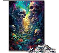 Puzzle per adulti, 1000 pezzi puzzle psichedelico con teschi su strada, regalo fai da te, divertente, adatto per la decorazione di casa, soggiorno, ufficio (dimensioni: 50x75cm)