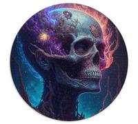 Puzzle per adulti, 1000 pezzi, puzzle rotondi con teschio galattico, gioco interattivo per famiglie, sfida per la mente, giocattolo educativo 67,5x67,5 cm