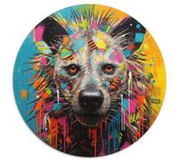 Puzzle per adulti, 1000 pezzi, puzzle rotondi in carta con graffiti di iene, decorazioni fai da te, stimolanti per il cervello, regali per le vacanze 67,5x67,5 cm