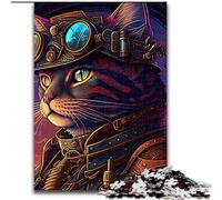 Puzzle per adulti, 1000 pezzi, puzzle Steampunk Cat, 1000 pezzi per adulti, opera d'arte, decorazione, giocattolo di intelligenza per giochi al chiuso in famiglia (dimensioni 50x75cm)