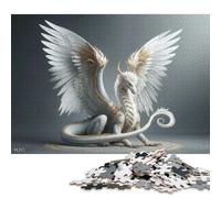 Puzzle per adulti 1000 pezzi Raffaello Un drago bianco con accenti dorati Puzzle per adulti Puzzle di cartone Gioco impegnativo 38x26 cm/1000 pezzi