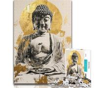 Puzzle per adulti 1000 pezzi raffiguranti la statua dorata del Buddha ideali come regali per tutta la famiglia adatti per adulti di tutte le età 75x50cm