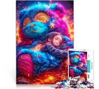 Puzzle per adulti 1000 pezzi Ragazza che dorme con un orsacchiotto gigante Fatto di cartone per età 14+ Vacanze a casa: ammazzare il tempo Regali di giochi impegnativi misurare:26x38cm
