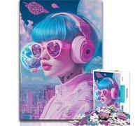 Puzzle per adulti 1000 pezzi Ragazza con cuffie, gioco per famiglie antistress, sfida difficile, migliora l'amore tra coppie, 38x26cm