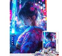 Puzzle per adulti 1000 pezzi ragazza samurai cyberpunk decorazione da parete giocattolo giapponese regali di Babbo Natale segreto giochi rilassanti collezione di artisti belle arti dimensioni 38x52cm
