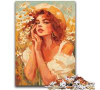 Puzzle per adulti 1000 pezzi Ragazza tra i fiori di campo Giocattoli estivi Giochi educativi Antistress Decorazioni per la casa uniche e regali 26x38cm