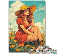 Puzzle per adulti 1000 pezzi Ragazza tra i fiori di campo Giochi educativi estivi Decorazione per la casa Gioco educativo per compleanno, Natale 26x38cm