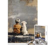Puzzle per adulti 1000 pezzi ragazzo e cane osservazione delle stelle decorazioni per la casa giocattoli regali di Babbo Natale segreto gioco rompicapo ogni pezzo è unico - dimensioni 50x75cm