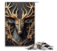 Puzzle per adulti 1000 pezzi Re Cervo Dorato Art Deco Puzzle Impossibile Gioco per famiglie Antistress Sfida difficile 75x50cm