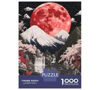 Puzzle Per Adulti 1000 Pezzi Red Moon Fuji Mountain Puzzle Per Adolescenti Gioco Pratico Regali Per Donne Regali Di Natale Compleanno 70x50cm/1000pcs