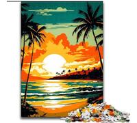 Puzzle per adulti 1000 pezzi retrò con tramonto sulla spiaggia,in legno,per adolescenti dai 14 anni in su,decorazioni per la casa 50x75cm,decorazioni artistiche fai da te,regalo di compleanno perfetto