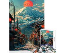 Puzzle per adulti 1000 pezzi Retro Monte Fuji Città Decorazione per la casa Giocattoli Ottimi regali e giocattoli Gioco per famiglie Migliorare l'amore tra coppie Dimensioni 38x52cm