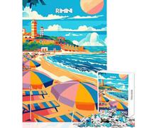 Puzzle per adulti 1000 pezzi Rimini Beach Bliss Decorazione per la casa Giocattoli Opera d'arte Regalo Giochi per famiglie con pezzi completamente ad incastro di forma casuale Dimensioni 38x26cm