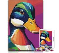 Puzzle per adulti 1000 pezzi Ritratto di anatra colorata in stile Pop Art Gioco impossibile Taglio di precisione Regali di Babbo Natale segreto Dimensioni 50x75cm