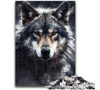 Puzzle per adulti 1000 pezzi Ritratto di lupo a carboncino per gioco educativo Sfida Giocattolo Ideale come regalo per tutta la famiglia 38x26cm