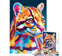 Puzzle per adulti 1000 pezzi ritratto di ocelot colorato giocattoli per la decorazione della casa fantastici regali e giocattoli giochi per famiglie adatti per la decorazione del desktop 50x75cm