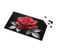 Puzzle per adulti, 1000 pezzi, rosa rossa con foglie argentate, puzzle per bambini da 8 a 13 anni, 500 pezzi (500 pezzi)