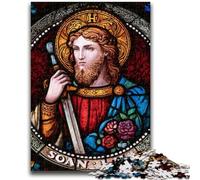 Puzzle per adulti 1000 pezzi Saint A Stained Glass per 14+ Gioco di sfida unico Giochi per famiglie Regali di compleanno di Natale 38x26cm